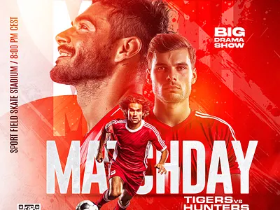 Inspirational Football Tournament Banner Designs, Match Day club flyer digital poster editable flyer event flyer facebook ad football design football poster game day design instagram post instagram post design matchday poster matchday template modern sports design poster design psd template soccer banner social media graphic social media post design sports graphic sports template