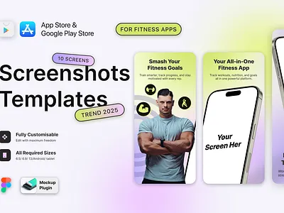 iOS + Android App Store Screenshot Templates – Fitness Edition graphic design ui