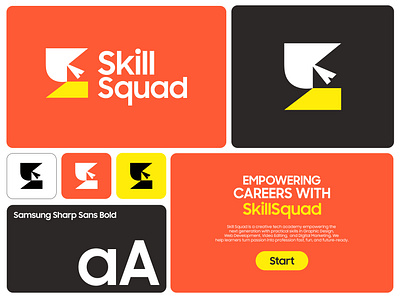 SkillSquad Combination Mark Logo Design academy logo best logo 2025 branding font based logo graphic design illustration lettermark logo logo logo branding logo design logo designer skillsquad startup logo typography wordmark logo