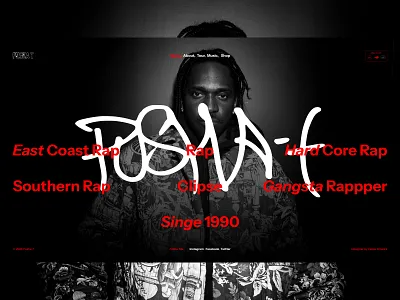 Hero Section - Pusha T art directed design editorial design graphic design hero section hiphop music musician pusha t rapper singer ui user interface web design