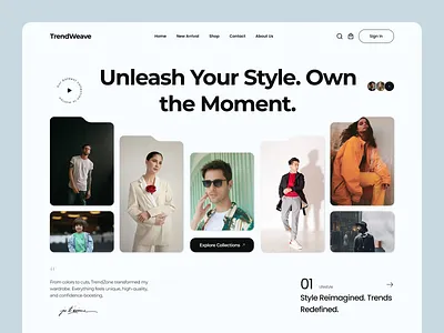 TrendWeave – Fashion Website UI ecommerceui fashiondesign styleredefined trendweave ui uiuxdesign web site webdesign websiteui