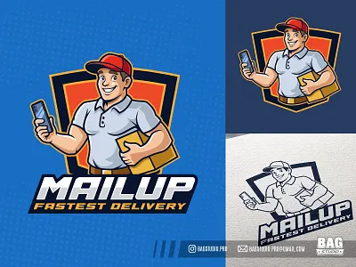 Delivery Guy Mascot Logo logo shipping