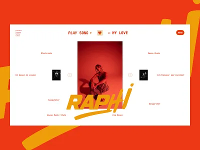 Hero Section - DJ RAPHI art directed branding dancemusic design dj editorial design graphic design hero section herosection housemusic music ui user interface web design