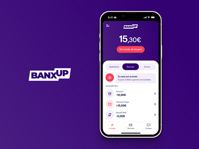 Banxup Redesign bank banking design gradient ios managment mobile money purple teen ui