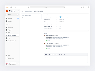 Solar Management — General Contractor construction dashboard data visualization energy product design roofing saas solar ui design uiux webapp