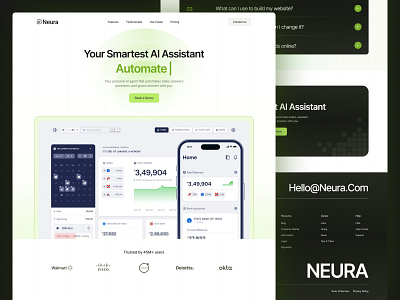 Neura – AI Agent Landing Page Design | SaaS UI/UX 3d ai agents ai agents landing page ai saas landing page animation app branding clean saas layout design framer development full branding graphic design illustration landing page design logo ui uiux design webflow development