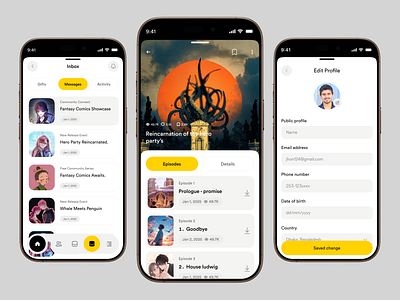 Comic Mobile App UI/UX Design Concept app concept app design carton clean ui comic app comic book comic book app comic reader comic ui comics creative app digital comics ios manga design mobile app mobile ui modern app design reading app ui design ui inspiration