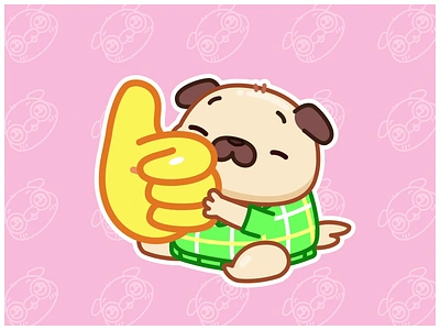 Like Pug 👍 animation cute dog illustrator like motion graphics office pug share sticker stickers suit ui vector