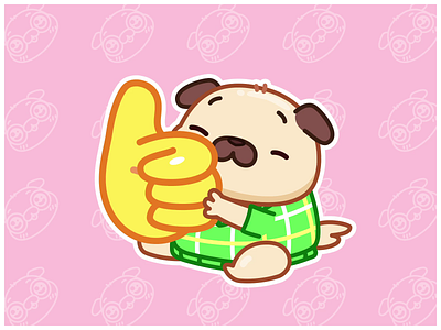 Like Pug 👍 animation cute dog illustrator like motion graphics office pug share sticker stickers suit ui vector