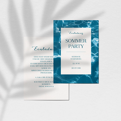 Cool Water Invitation blue card design graphic design invitation papeterie pool party sommer party water