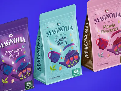 Magnolia Tea Packaging brand branding foil graphic design illustration pack packaging tea brand