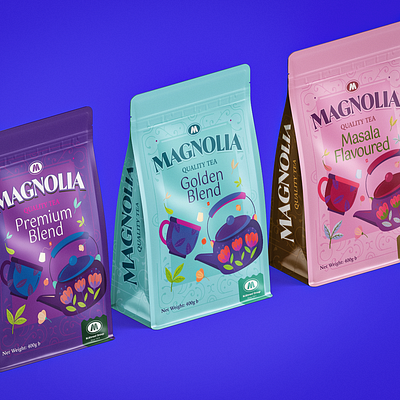 Magnolia Tea Packaging brand branding foil graphic design illustration pack packaging tea brand