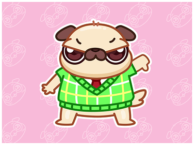 Pug Dislike 👎 angry animal animation cute dislike dog illustrator like motion graphics office pug sticker stickers suit ui vector work