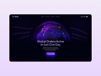 Planet — Hero Section for Global Logistics Platform 3d design figma figma design framer hero hero section no code product design saas section ui uiux ux uxui web design web dev webdesign website website builder