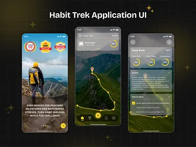 Habit trek Application UI design in figma app design design elegant figma graphic design habit app modern travel ui uiux user interface ux