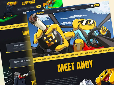 Meet Andy-Meme Landing Page crypto landing page meme meme coin meme coin design meme coin landing page meme coin website meme creator meme landing page meme template meme token meme token design memecoin website memes pepe trending meme web design