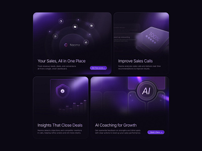Naoma — AI Sales Bento 💼⚡️ bento bento section bento web design design figma figma design framer graphic design illustration typography ui ux web design webdesign