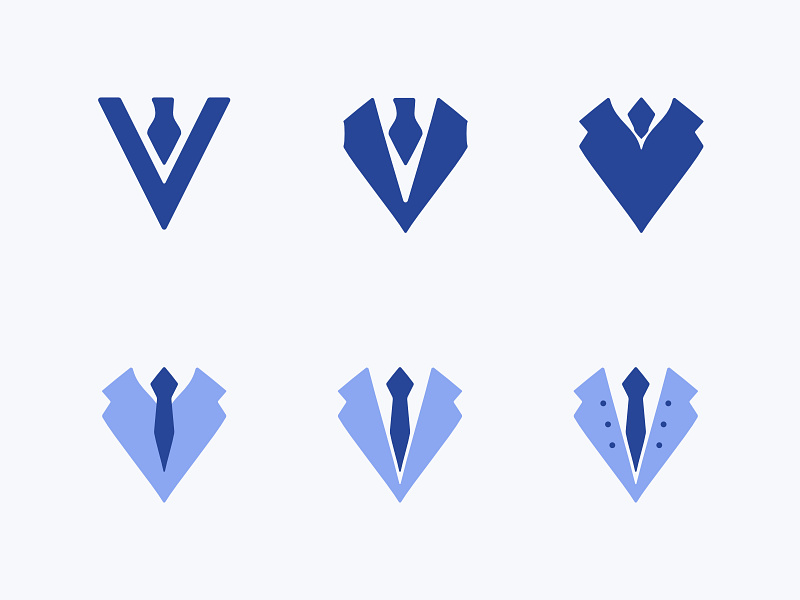 Suit Logo Progress blue branding classic clean formal illustration logo minimal progress shape suit tie v work