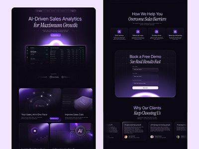 Naoma — AI Sales Landing Redesign ✨📊 bento bento section design figma figma design landing page landing page design saas ui uiux ux uxui web design webdesign website website design