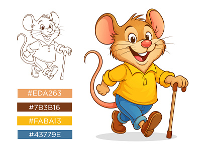 Cartoon Mouse in Cute Style | Happy Mouse Vector Drawing animal animated art beehaya branding cartoon cartoon character cartoon rat clipart coloring book coloring page cute design drawing graphic design illustration mascot mice mouse vector