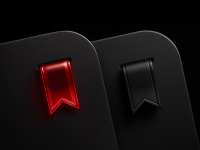 📕 Dark Bookmarks 3d black bookmark bucket button dark design glass glow icon leather red save star texture translucent ui