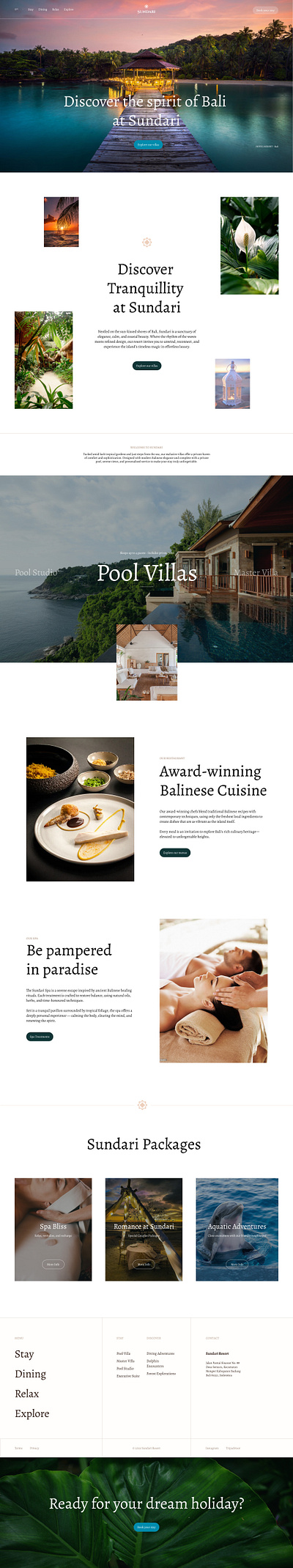 Bali Resort Homepage elegant design minimalism resort website website design