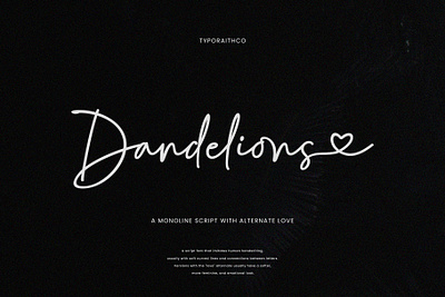 Dandelions A Monoline Script Font boho font branding calligraphy design handwritten font illustration modern script script font typography ui