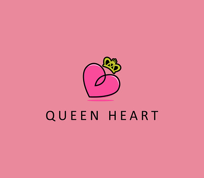 Queen Heart (Logo Design) business logo creative logo custom logo design graphic design heart logo logo design logo maker minimalist logo modern logo pink professional logo queen vector