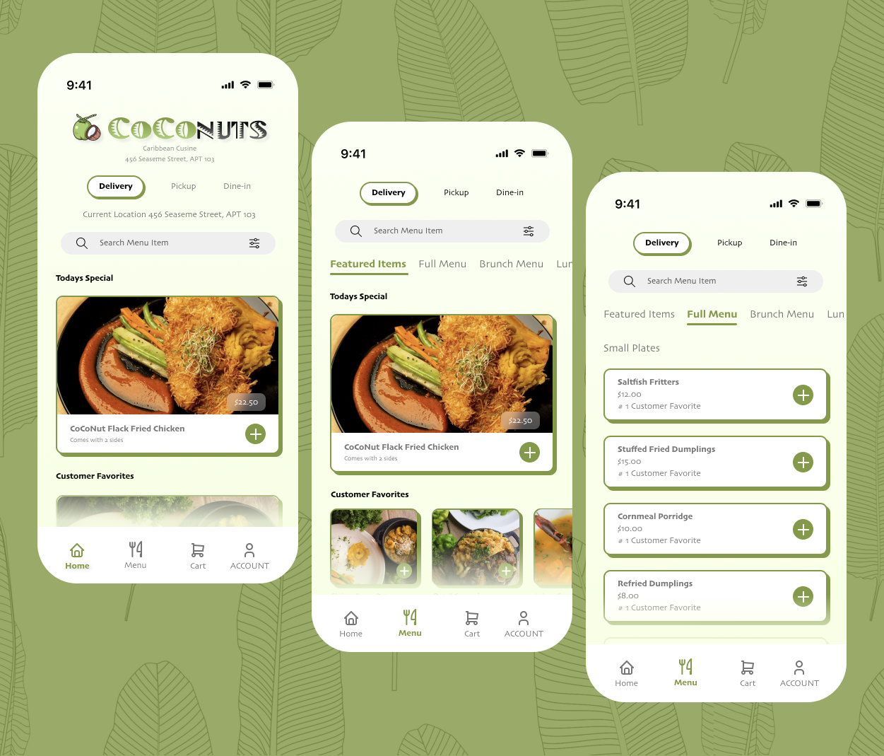 CoCoNuts Restaurant App by Yeakara Greaves on Dribbble