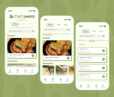 CoCoNuts Restaurant App app design figma mobile neubrutalism restaurant ui ux