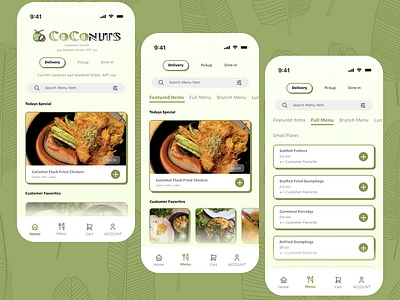 CoCoNuts Restaurant App app design figma mobile neubrutalism restaurant ui ux