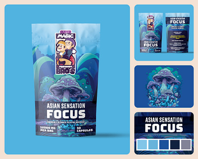Mushroom Pouch Packaging design activity cbd focus food fruit mushroom packaging pouch pouch design relax thc