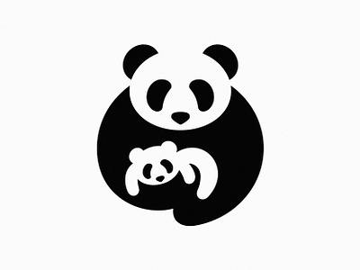 Pandas V 1 logo mark negative space panda symbol vector