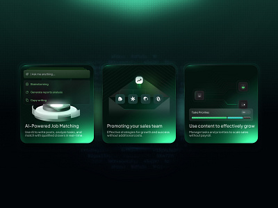 AI Growth Tools — Dark Green Bento Interface 🧠⚡️ bento bento design bento section figma figma design graphic design product design saas saas design ui uiux ux uxui web design webdesign website website design