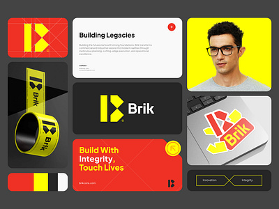 Brik Constructions Branding 3d banner brand brand identity branding building color company construction contractor design graphic design identity illustration logo logo design mockup signage styleguide wayfinding