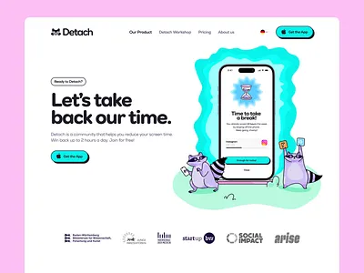 Detach Website app brand branding colorful desktop illustration mobile mobile app ui ux webdesign website