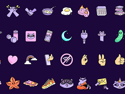 Detach Stickers brand branding cartoon colorful icon iconset illustration ui