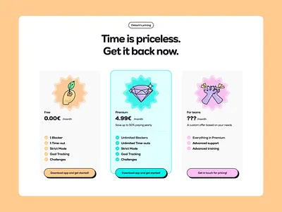 Detach Pricing brand branding colorful desktop illustration pricing ui webdesign website