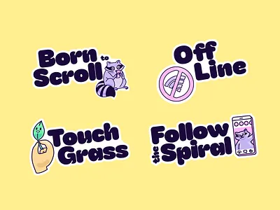 Detach Stickers brand branding cartoon colorful illustration stickers ui