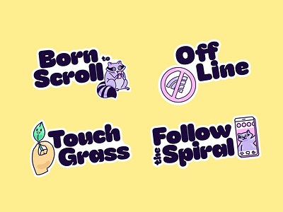 Detach Stickers brand branding cartoon colorful illustration stickers ui