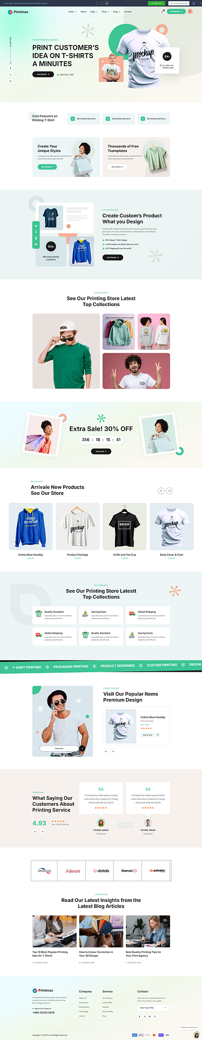 Print Shop, T-Shirt, Printing & Packing Services HTML5 Template