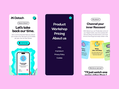 Detach Mobile Web brand branding colorful desktop illustration mobile ui ux webdesign website