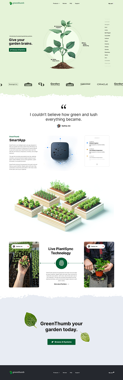 Website Design for gardening Brand branding design logo ui visual design websitedesign