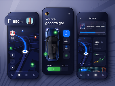 Electric Car - Mobile App app app design auto automobile automotive car car app cars mobile app mobile app design mobile design mobile ui vehicle