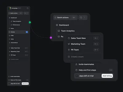 Sidebar Navigation for SaaS Dashboards ai interface aiinterface b2bdesign caas crm dashboard figma interface navigation productdesign shortcutkeys shortcutkeys figma b2bdesign sidebar teammgmt uitrends uxdesign valeriasavina valeriasavinaproductdesigner webapp