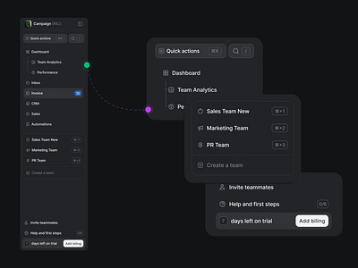 Sidebar Navigation for SaaS Dashboards ai interface aiinterface b2bdesign caas crm dashboard figma interface navigation productdesign shortcutkeys shortcutkeys figma b2bdesign sidebar teammgmt uitrends uxdesign valeriasavina valeriasavinaproductdesigner webapp