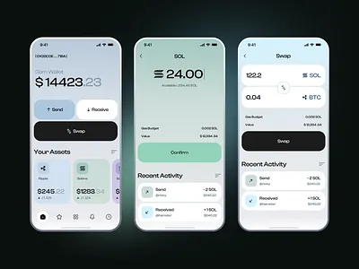 Modern Web3 Crypto Wallet UI – Built for Solana blockchain ux clean interface crypto app crypto dashboard crypto ux crypto wallet defi product figma ui fintech ui light theme mobile app mobile crypto wallet modern ui product design solana wallet swap interface token tracker wallet ui web3 design web3 mobile app