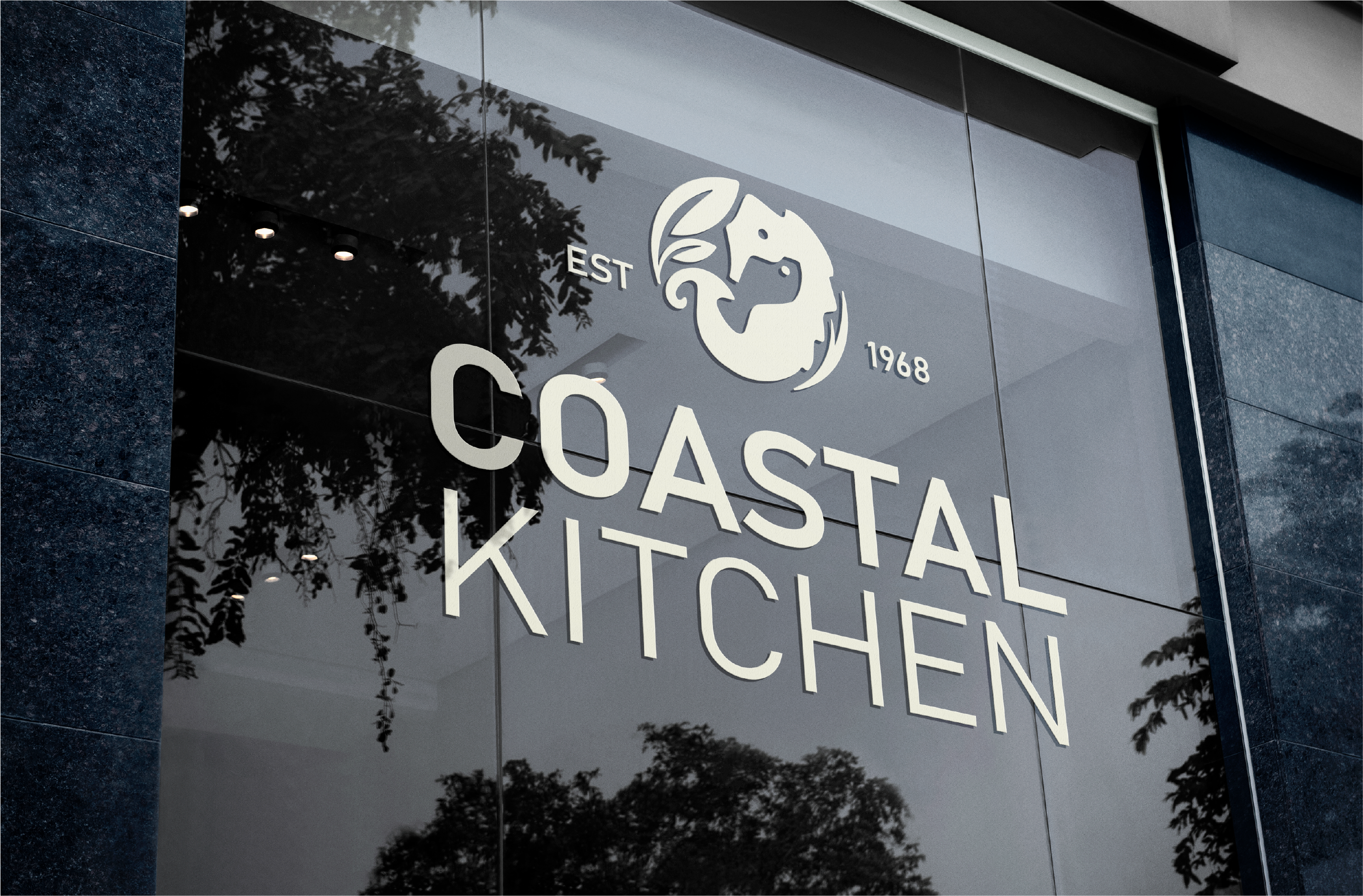 Restaurant Branding Design- Coastal Kitchen animation billboard branding design elegant graphic design identity logo logo creation logo design minimal mockup motion graphics poster print seafood signage signge simple visual identity