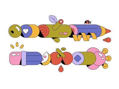 Creative pencil adobe illustrator bold colors colors construction creativity drawing flat flower fruit graphic design illustration nature pencil process puzzle vector illustration