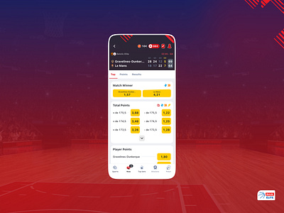 Betclic Elite: Basketball Live Scores basket basketball bet betclic betclic elite brand branding card competition filters graphic design live match page odd product design scorer sport stadium ui